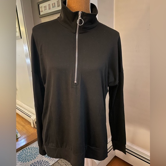 Black 1/4 Zip Thin Top - Woman’s Large - Picture 1 of 4
